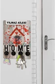 kutuTR Home Yazılı Kişiselleştirilebilir Ev için Anahtarlık Uv Baskı (Aile İsmi Yazılabilir) AT003 - 3