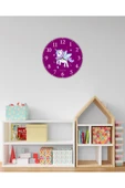 kutuTR Aksesuar Unicorn Çocuk Dekoratif Ahşap Duvar Saati 33x33 - 2