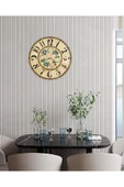 kutuTR Aksesuar Retro Çiçekli Dekoratif Ahşap Duvar Saati 33x33 - 2