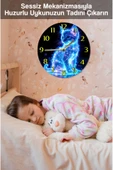 kutuTR Sessiz Yuvarlak Ahşap Duvar Saati, Kuvars Kedi Desen 2d Sdw025 - 4