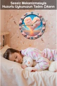kutuTR Sessiz Yuvarlak Ahşap Duvar Saati, Kuvars Bulut Kalp Desen 2d Sdw031 - 3