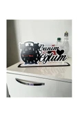 Notpa Canım Oğlum Ahşap Masaüstü Saat Siyah-beyaz - 6