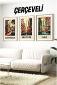 kutuTR Ahşap Çerçeveli Mdf Tablo Seti Matisse, Bohem, Kusama Salon Ve Oturma Odası İçin ÇT3077 - 1