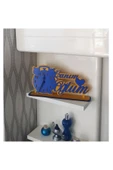 Notpa Canım Oğlum Ahşap Masaüstü Kalpli Saat Sarı-mavi - 8