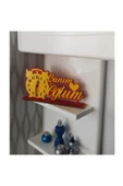 Notpa Canım Oğlum Ahşap Masaüstü Kalpli Saat Sarı-kırmızı - 8