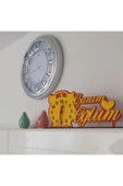 Notpa Canım Oğlum Ahşap Masaüstü Kalpli Saat Sarı-kırmızı - 7