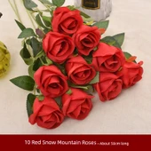 Yapay Gül Buketi - 10 Kırmızı Kar Dağı Gülü thumbnail 1