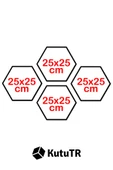 kutuTR Dekorize Mdf Tablo Seti 4 Parça 3 Mm - Mutfak ve KAfeler İçin Hexagon ( Altıgen ) Tablo - HT001 - 4