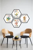 kutuTR Dekorize Mdf Tablo Seti 4 Parça 3 Mm - Mutfak ve KAfeler İçin Hexagon ( Altıgen ) Tablo - HT001 - 2