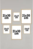 kutuTR 6'lı Ahşap Model 3 Adet 21x30 ve 3 Adet 13x17 Tablodan Oluşan Set Çerçeve Görünümlü 3059 - 4
