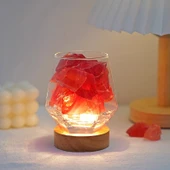 Kristal Cam Aromaterapi Saklama Kavanozu - Doğal Kırmızı Kristal 2-4cm 100g - 6