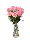Yapay Gül Buketi - 10 Kırmızı İpek Gülü + 3 Beyaz Gypsophila - 4