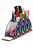 kutuTR Ahşap Vip Pattern Seri Gökkuşağı Cetvelli Masaüstü Kalemlik Organizer Montajlı Kutulu thumbnail 1