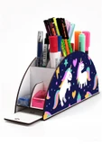 kutuTR Ahşap Vip Unicornlar Model Gökkuşağı Cetvelli Masaüstü Kalemlik Organizer Montajlı Kutulu thumbnail 1