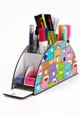 kutuTR Ahşap Vip Mini Animals Gökkuşağı Cetvelli Masaüstü Kalemlik Organizer Montajlı Kutulu - 1