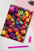 kutuTR Meyveler Desenli Ahşap Mdf Kapaklı 80 Yaprak Çizgili 14x21 Vip Bloknot 70gr/m2 Ç-OB07 thumbnail 1