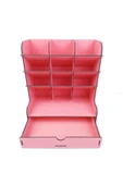 kutuTR Çapraz 9 Bölmeli Çekmeceli Masaüstü Kalemlik Organizer Pembe Renk Montajı Yapılmış Ürün thumbnail 6