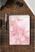kutuTR Pembe Mermer Desenli Ahşap Mdf Kapaklı 80 Yaprak Çizgili 14x21 Vip Bloknot 70gr/m2 Ç-OB15 thumbnail 6