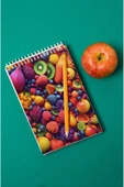 kutuTR Meyveler Desenli Ahşap Mdf Kapaklı 80 Yaprak Çizgili 14x21 Vip Bloknot 70gr/m2 Ç-OB07 thumbnail 4