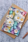 kutuTR Papatya Desenli Ahşap Mdf Kapaklı 100 Yaprak Kareli 15x21 Vip Modelist Defter 80gr/m2 K504 - 5