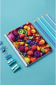 kutuTR Meyveler Desenli Ahşap Mdf Kapaklı 80 Yaprak Çizgili 10x14 Vip Modelist Defter 80gr/m2 A607 - 4