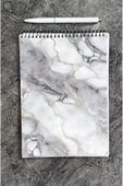 kutuTR Mermer Desenli Ahşap Mdf Kapaklı 80 Yaprak Çizgili 14x21 Vip Bloknot 70gr/m2 Ç-OB14 thumbnail 1