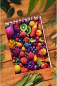 kutuTR Meyveler Desenli Ahşap Mdf Kapaklı 80 Yaprak Çizgili 14x21 Vip Bloknot 70gr/m2 Ç-OB07 thumbnail 6