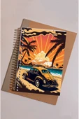 kutuTR Araba Desen Ahşap Mdf Kapaklı 100 Yaprak Çizgili 14x21 Vip Modelist  Defter 80gr/m2 Ç520 - 4