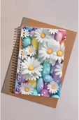 kutuTR Papatya Desenli Ahşap Mdf Kapaklı 100 Yaprak Kareli 15x21 Vip Modelist Defter 80gr/m2 K504 - 4