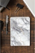 kutuTR Mermer Desenli Ahşap Mdf Kapaklı 80 Yaprak Çizgili 14x21 Vip Bloknot 70gr/m2 Ç-OB14 thumbnail 4