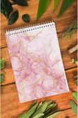 kutuTR Pembe Mermer Desenli Ahşap Mdf Kapaklı 80 Yaprak Çizgili 14x21 Vip Bloknot 70gr/m2 Ç-OB15 thumbnail 5