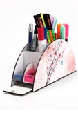 kutuTR Ahşap Vip Çiçek Serisi Gökkuşağı Cetvelli Masaüstü Kalemlik Organizer Montajlı Kutulu thumbnail 1