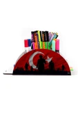 kutuTR Ahşap Vip Bayrak Gökkuşağı Cetvelli Masaüstü Kalemlik Organizer Montajlı Kutulu thumbnail 2