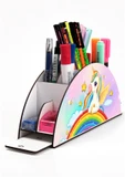 Notpa Ahşap Vip Yıldızlı Unicorn Gökkuşağı Cetvelli Masaüstü Kalemlik Çocuklar Için Organizer Vip54 thumbnail 1