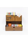 Notpa Çekmeceli Elif Vav Fiğürlü Masaüstü Kalemlik Organizer Ceviz Montajı Yapılmış Ürün thumbnail 3