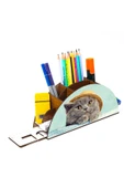 Notpa Ahşap Şapkalı Kedi Gökkuşağı Cetvelli Masaüstü Kalemlik Kutu Çocuklar Için Organizer Gk124 thumbnail 3