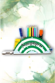 Notpa Ahşap Yeşil Beyaz Gökkuşağı Cetvelli Masaüstü Kalemlik Kutu Çocuklar Için Organizer Gk6 thumbnail 1
