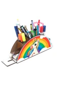 Notpa Ahşap Düşünen Unicorn Gökkuşağı Cetvelli Masaüstü Kalemlik Kutu Çocuklar Için Organizer Gk105 thumbnail 3
