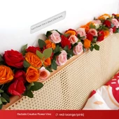 Yapay Çiçek Sarmaşığı - Mavi (2 Metre) - 7