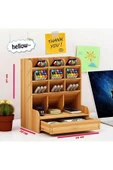 Notpa Çapraz 9 Bölmeli Çekmeceli Masaüstü Kalemlik Organizer Ceviz Renk Montajı Yapılmış Ürün thumbnail 4
