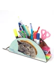 Notpa Ahşap Şapkalı Kedi Gökkuşağı Cetvelli Masaüstü Kalemlik Kutu Çocuklar Için Organizer Gk124 thumbnail 2
