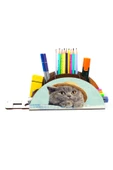 Notpa Ahşap Şapkalı Kedi Gökkuşağı Cetvelli Masaüstü Kalemlik Kutu Çocuklar Için Organizer Gk124 thumbnail 4