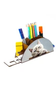 Notpa Ahşap Şirin Kedi Gökkuşağı Cetvelli Masaüstü Kalemlik Kutu Çocuklar Için Organizer Gk127 thumbnail 6