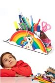 Notpa Ahşap Düşünen Unicorn Gökkuşağı Cetvelli Masaüstü Kalemlik Kutu Çocuklar Için Organizer Gk105 thumbnail 1