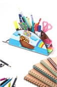 Notpa Ahşap Hayvanlar Sandalda Gökkuşağı Cetvelli Masaüstü Kalemlik Kutu Çocuklar Için Organizer Gk11 thumbnail 1