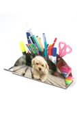 Notpa Ahşap Terrier Köpek Gökkuşağı Cetvelli Masaüstü Kalemlik Kutu Çocuklar Için Organizer Gk131 thumbnail 2