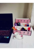 Notpa Ahşap Çiçekli Kalpli Pembe Beyaz Masaüstü Kalemlik Organizer thumbnail 3
