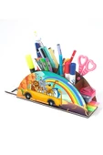 Notpa Ahşap Hayvanlar Otobüste Gökkuşağı Cetvelli Masaüstü Kalemlik Kutu Çocuklar Için Organizer Gk4 thumbnail 2