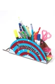 Notpa Ahşap Bordo Mavi Gökkuşağı Cetvelli Masaüstü Kalemlik Kutu Çocuklar Için Organizer Gk41 thumbnail 3