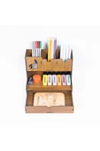 Notpa Çekmeceli Bozkurt Fiğürlü Masaüstü Kalemlik Organizer Ceviz Montajı Yapılmış Ürün thumbnail 5